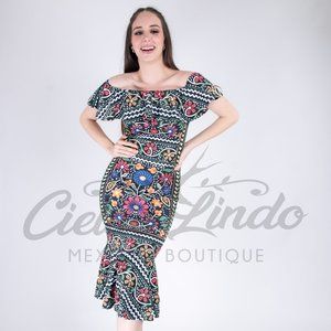 Fiesta Mermaid Bodycon Printed Dress